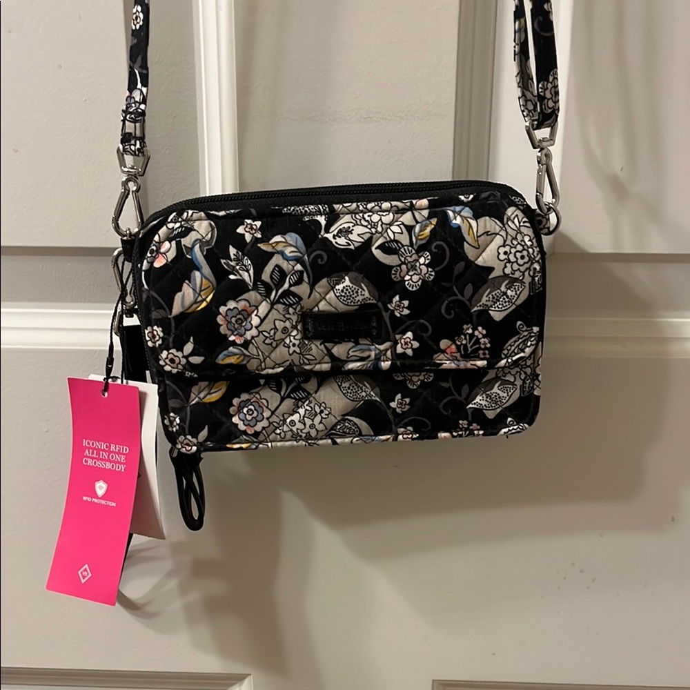 Vera Bradley Black Floral Iconic RFID All-in-One Crossbody